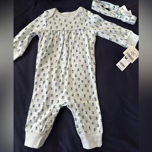 Carter's Blue and Green Onesie with Long Sleeves and Fitted Cuffs. NWT